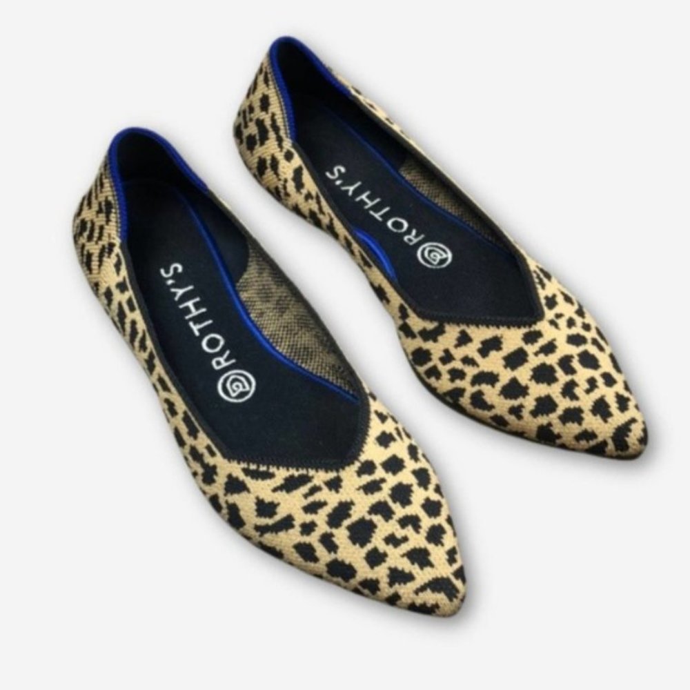 Rothy's Leopard "The Point" Pointed Toe Flats 8.5